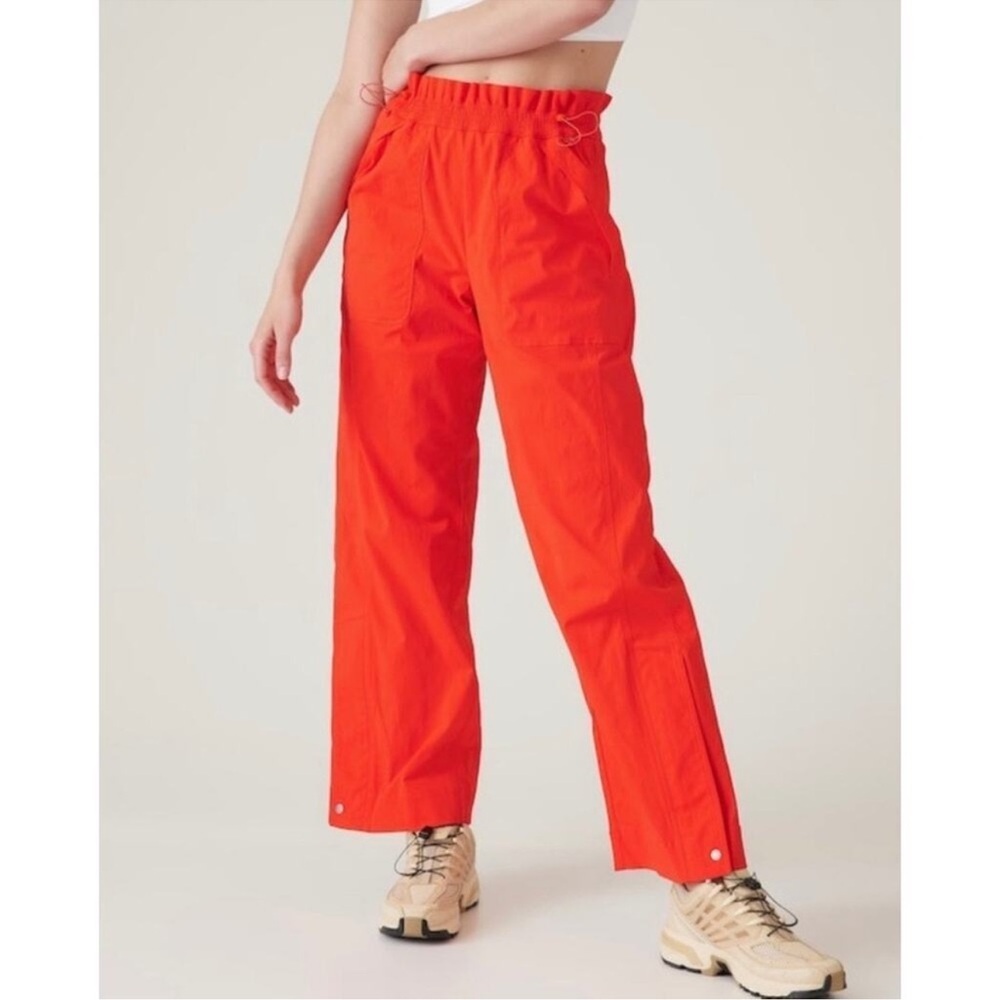 Athleta Bright Orange Trekkie Parachute Track Pants Activewear Athletic Outdoors
